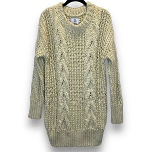 Urban Outfitters x UNIF Chunky Cable Knit Sweater Cream Heavyweight Size Small